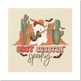 Boot Scootin Spooky Western Halloween Ghost Spooky Season Posters and Art